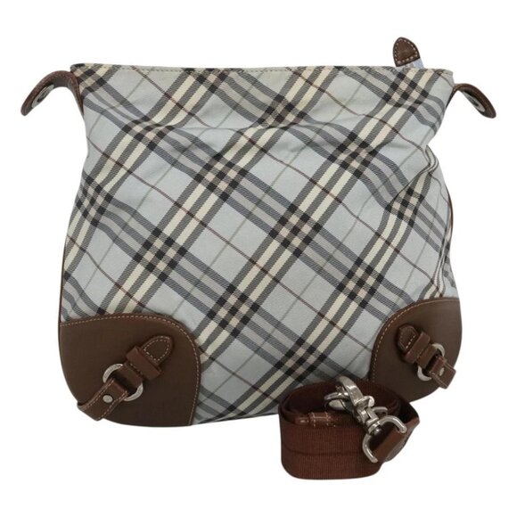BURBERRY Nova Check Blue Label Shoulder Bag Nylon Light Blue - Picture 1 of 16